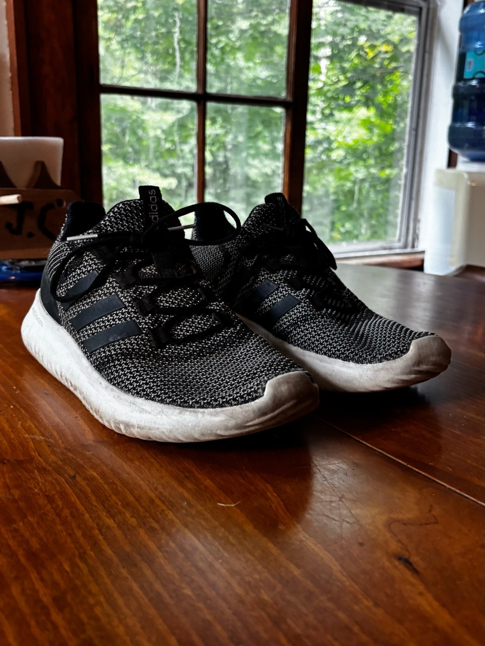 adidas grey/black athletic shoes